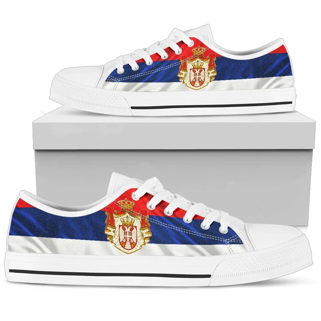 Serbia Waving Flag Low Top Shoes