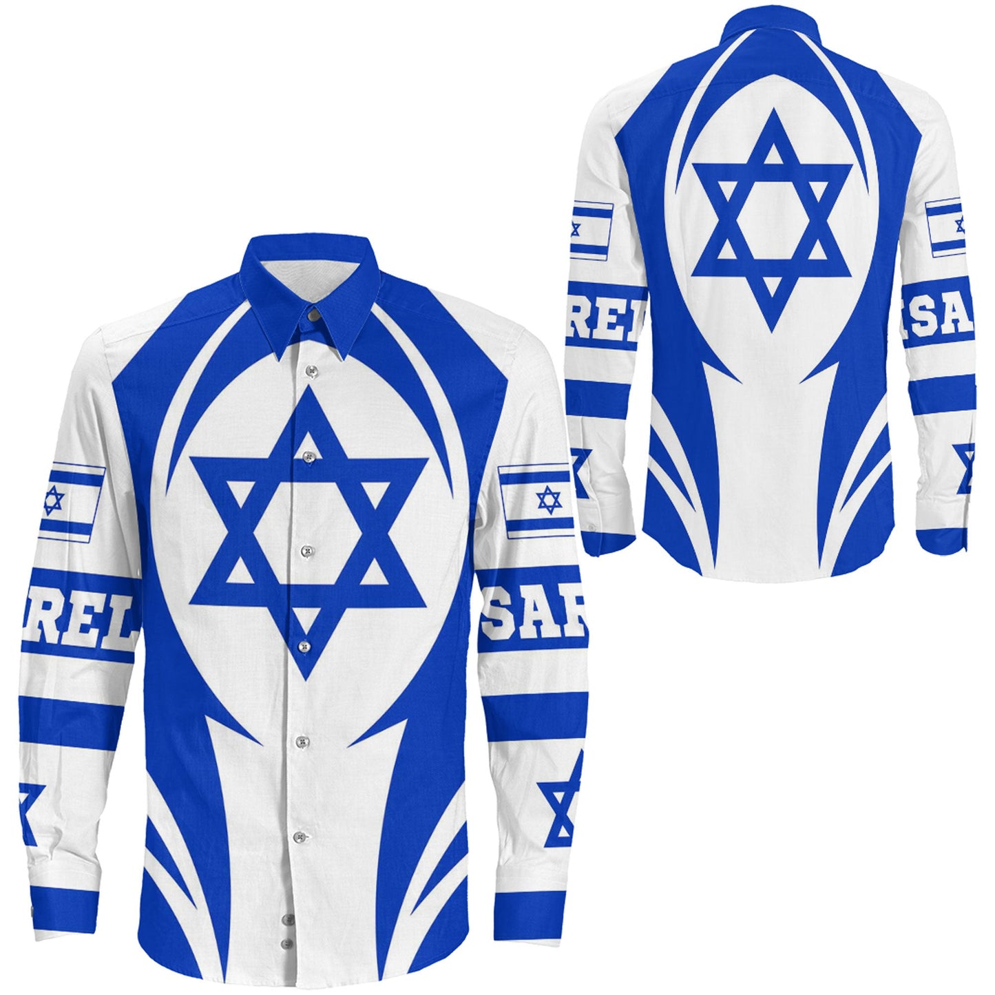 Clothing Isarel Long Sleeve Button Shirt Action Flag