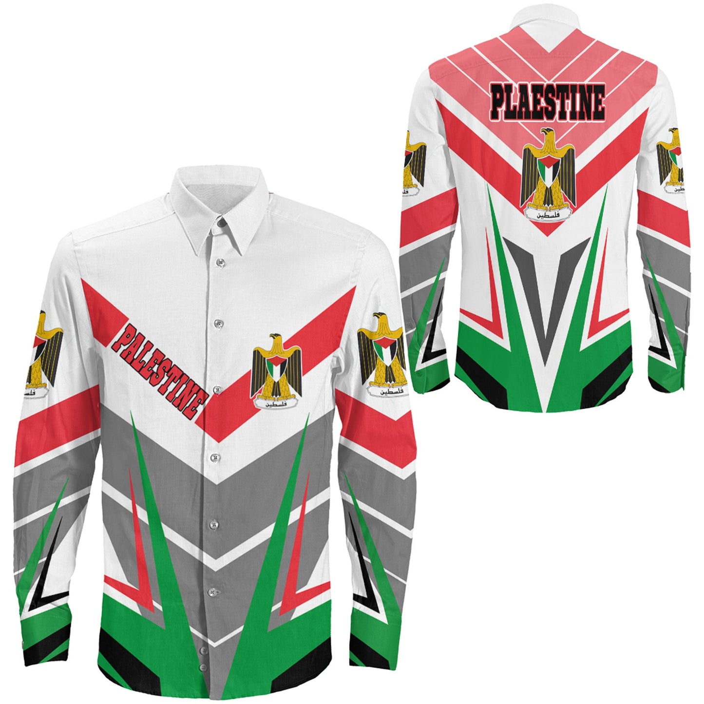 Clothing Palestine Long Sleeve Button Shirt Sporty Style