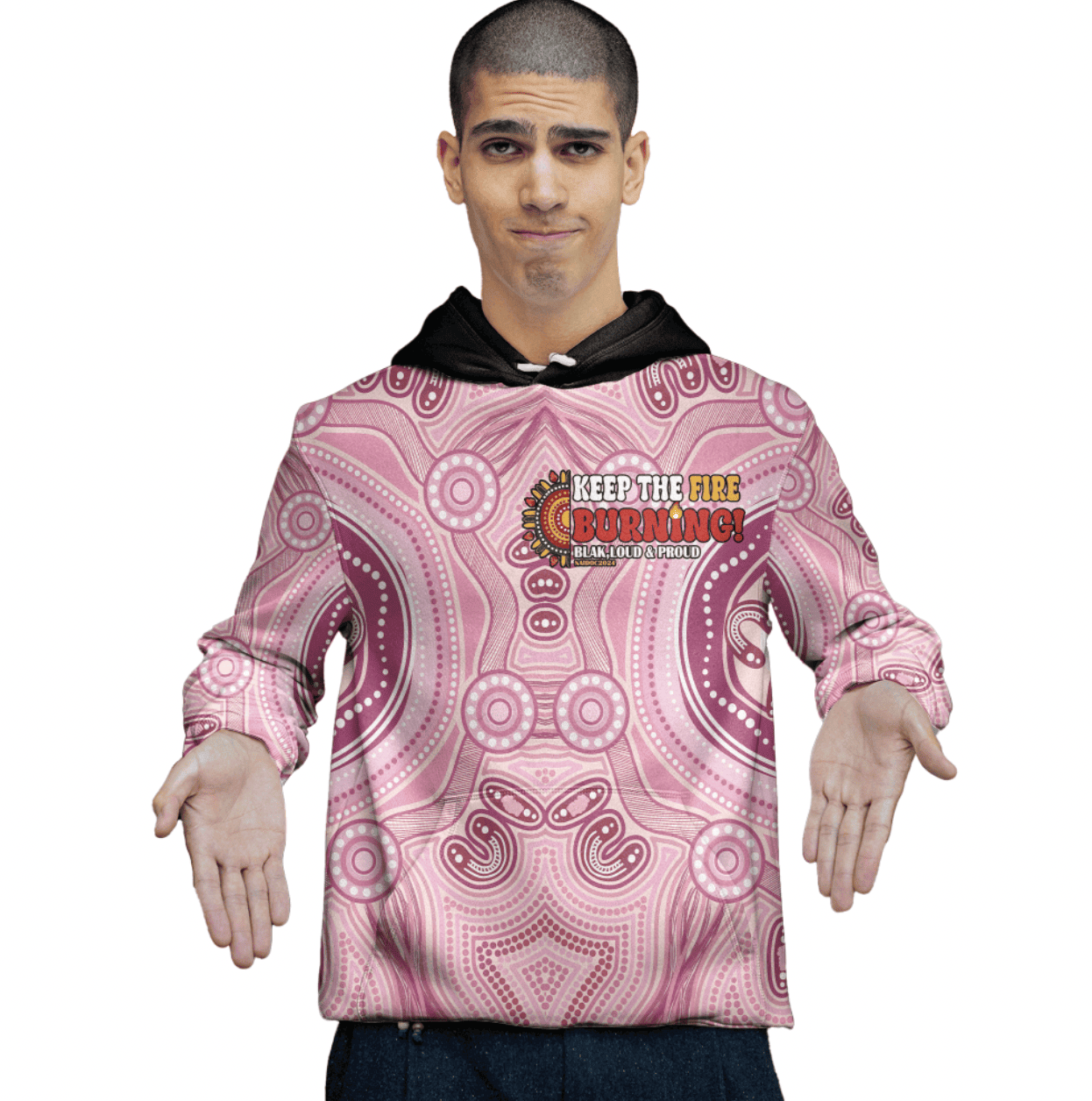 Australia Naidoc 2024 Pink Aboriginal Dot Painting Hoodie