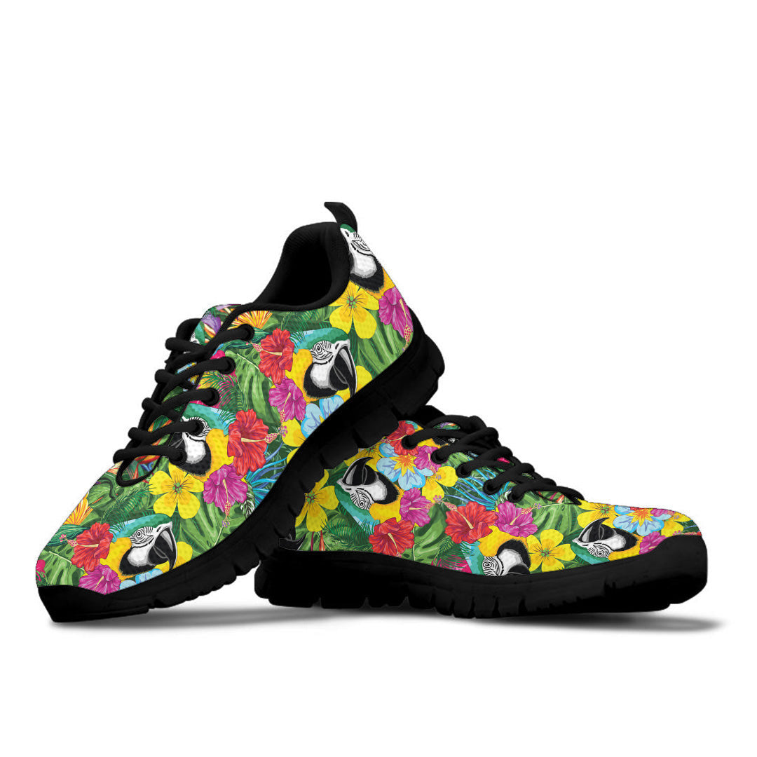 Sneaker Blue Macaw Parrot Floral Portrait