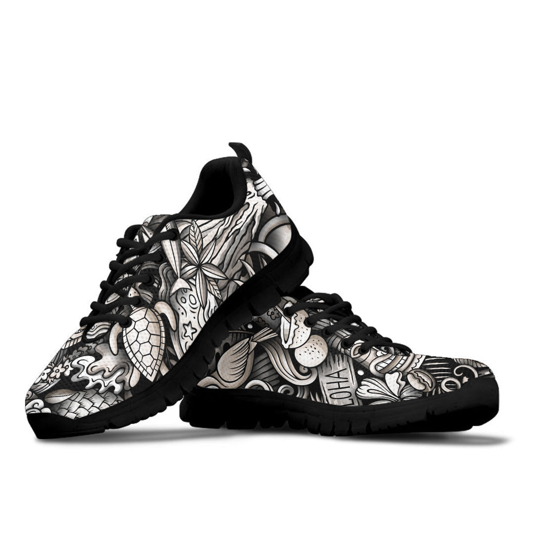Sneaker Cartoon Doodles Hawaii Seamless Pattern