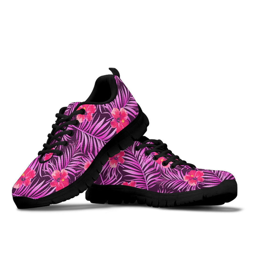 Sneaker Tropical Palm Leaves And Hibiscus