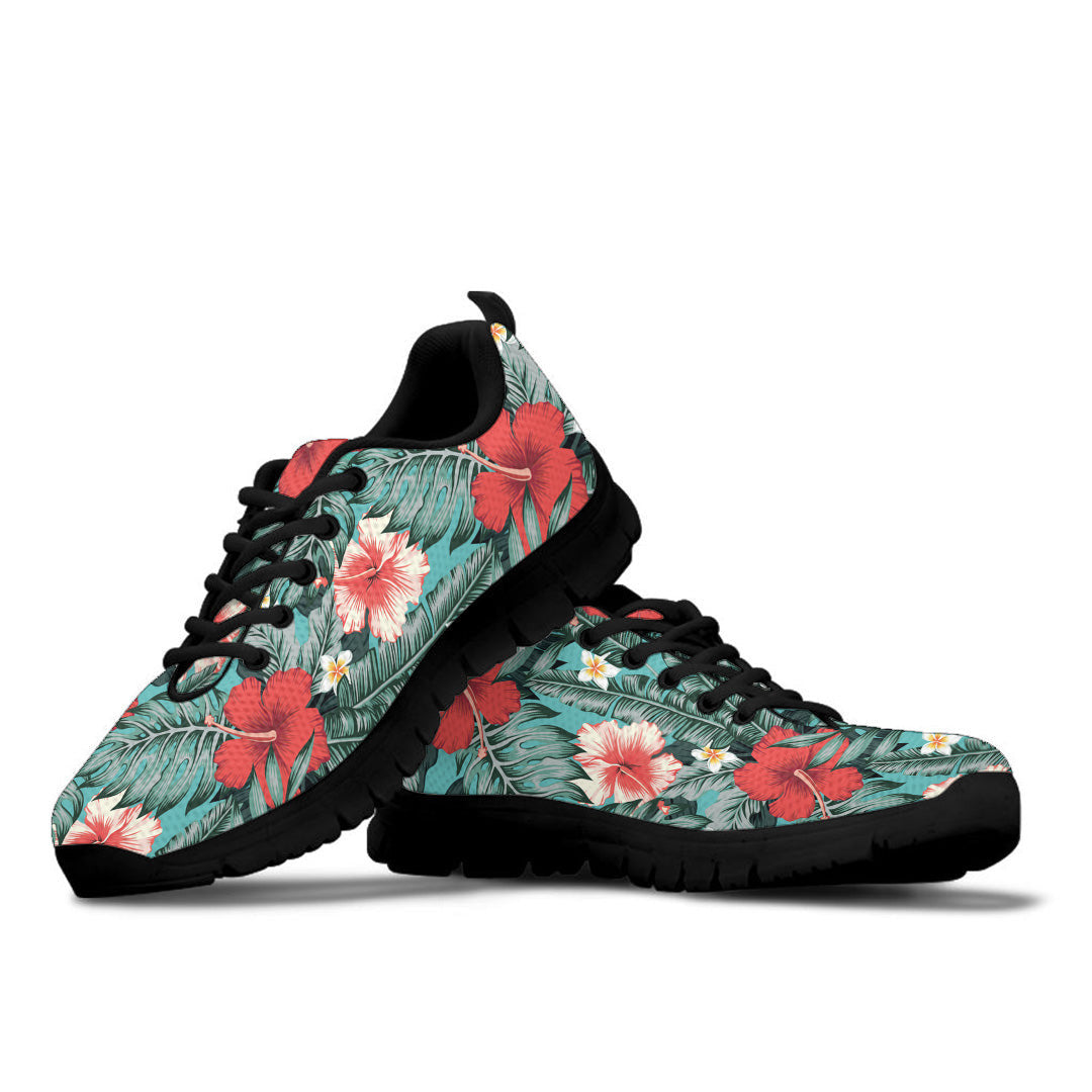 Sneaker Beautiful Red And White Exotic Tropical Flowers