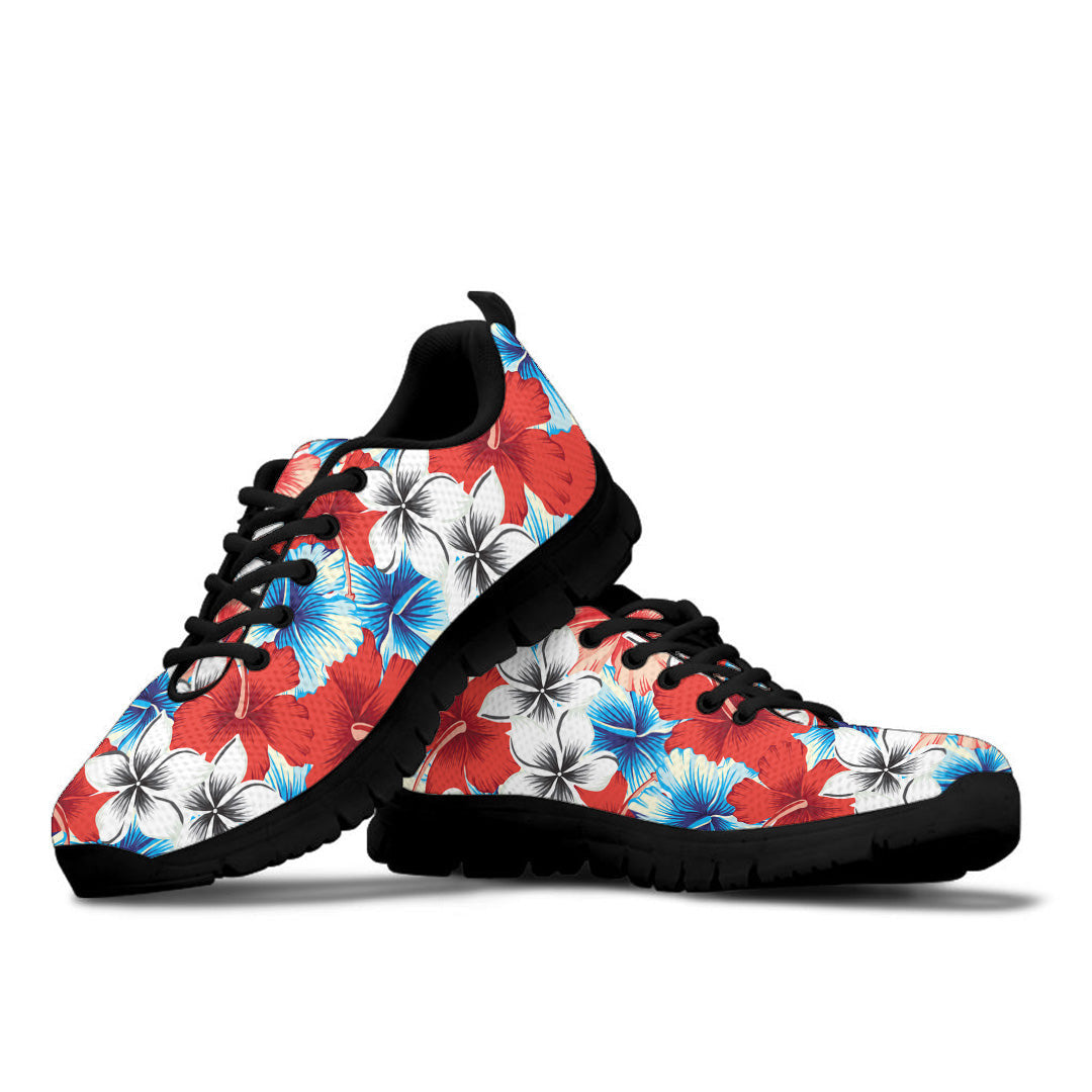 Sneaker Hibiscus Red And Blue Seamless