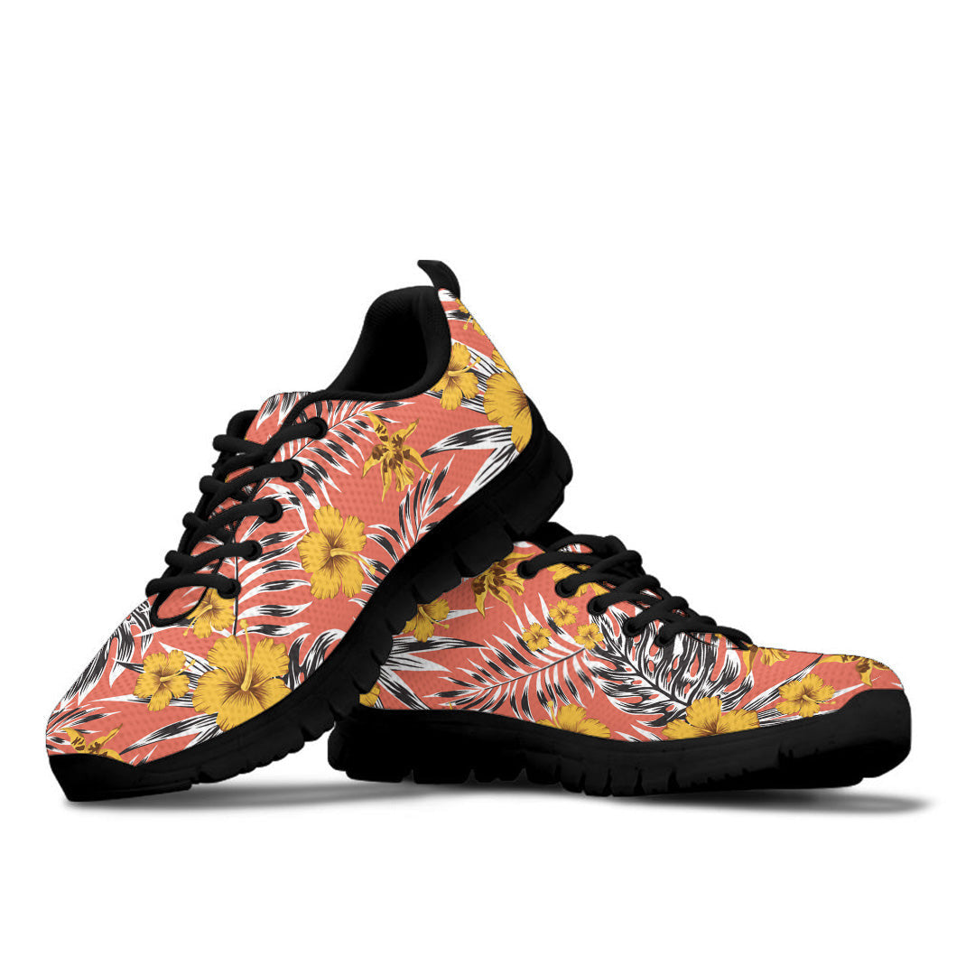 Sneaker Tropical Leaves Yellow Flowers Hibiscus Lily