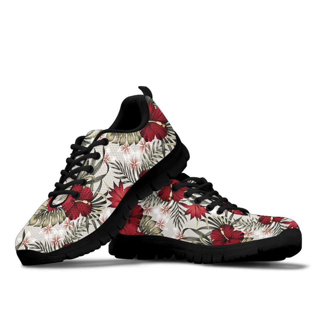 Sneaker Tropical Vintage Red Hibiscus Flower