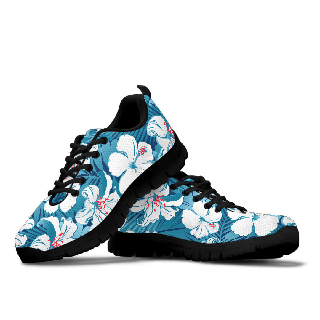 Sneaker White Tropical Hibiscus Flowers Seamless