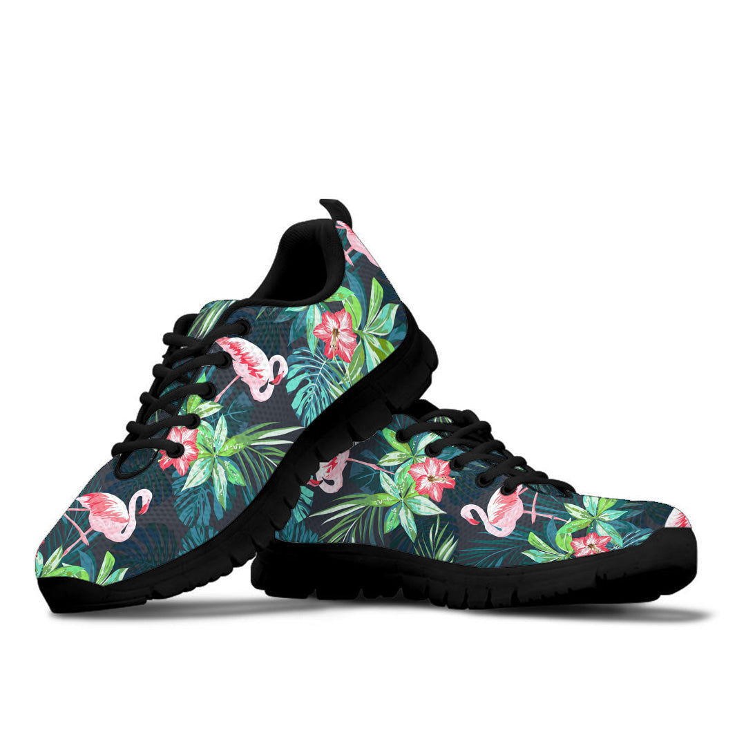 Sneaker Tropical Summer With Flamingo Birds And Flowers