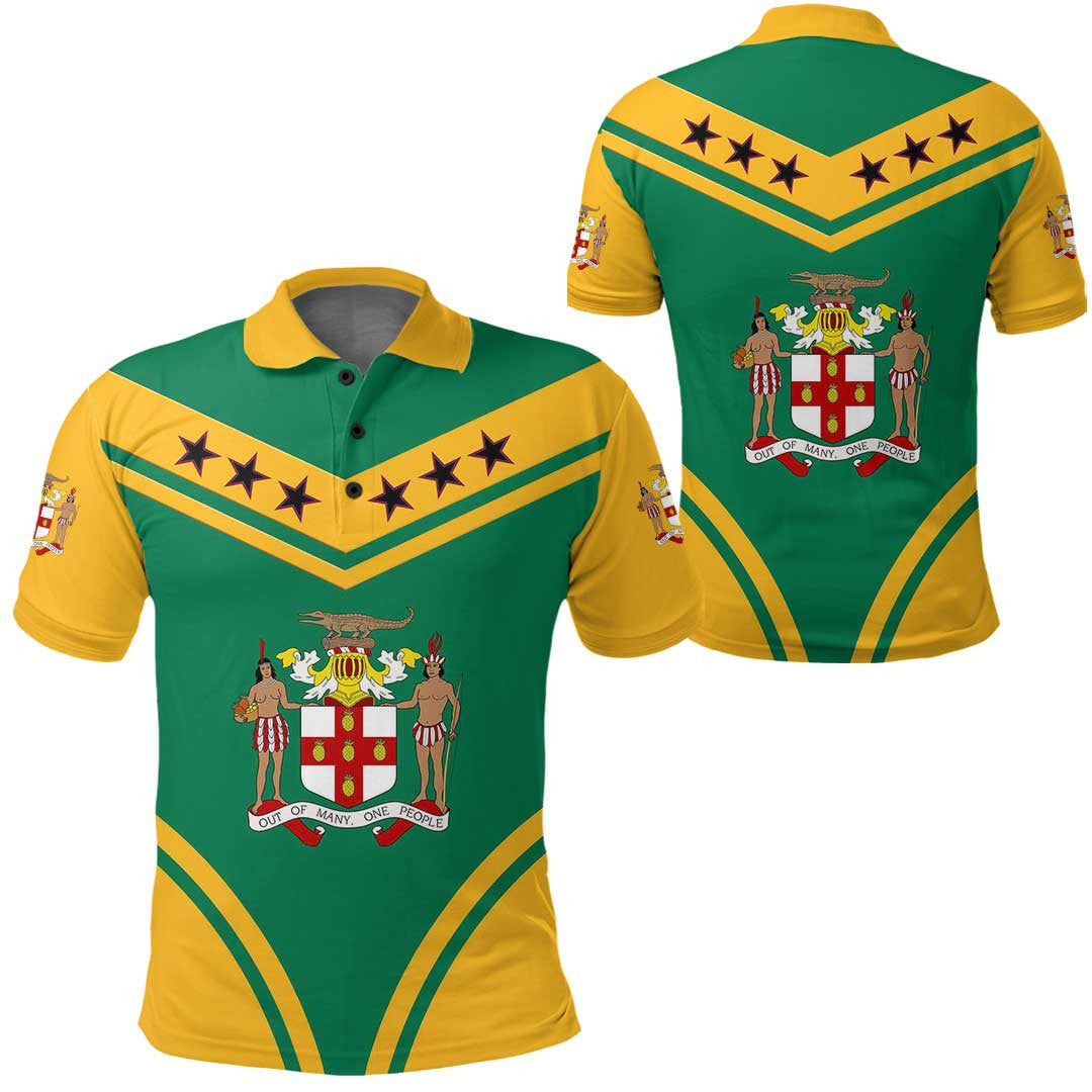 Polo Shirt Jamaica Flag Star Polo Shirt