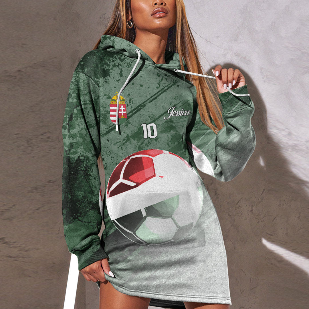 Hungary Soccer Hoodie Dress Custom Female Football Fans