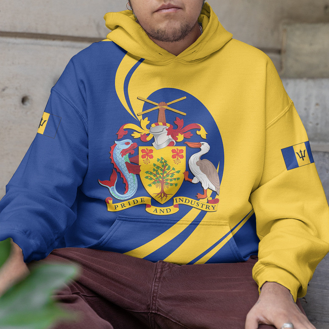 Hoodie Barbados Hoodie Flag And Symbol Center Style