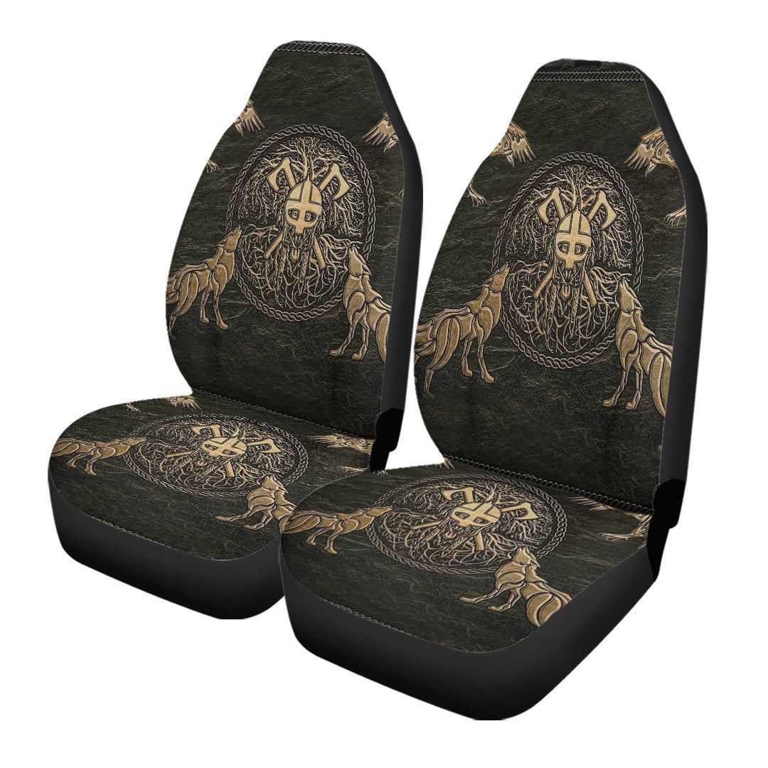 Car Seat Cover Viking Warrior Mugin And Hugin,Skoll And Hati Car Seat Cover