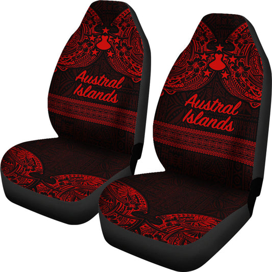 Austral Islands Red Tribal Tattoo Car Seat Cover