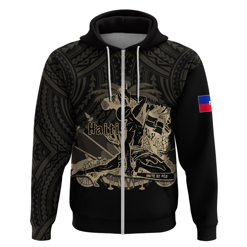 Custom Haitian Hoodie Polynesian Neg Maron Black Style