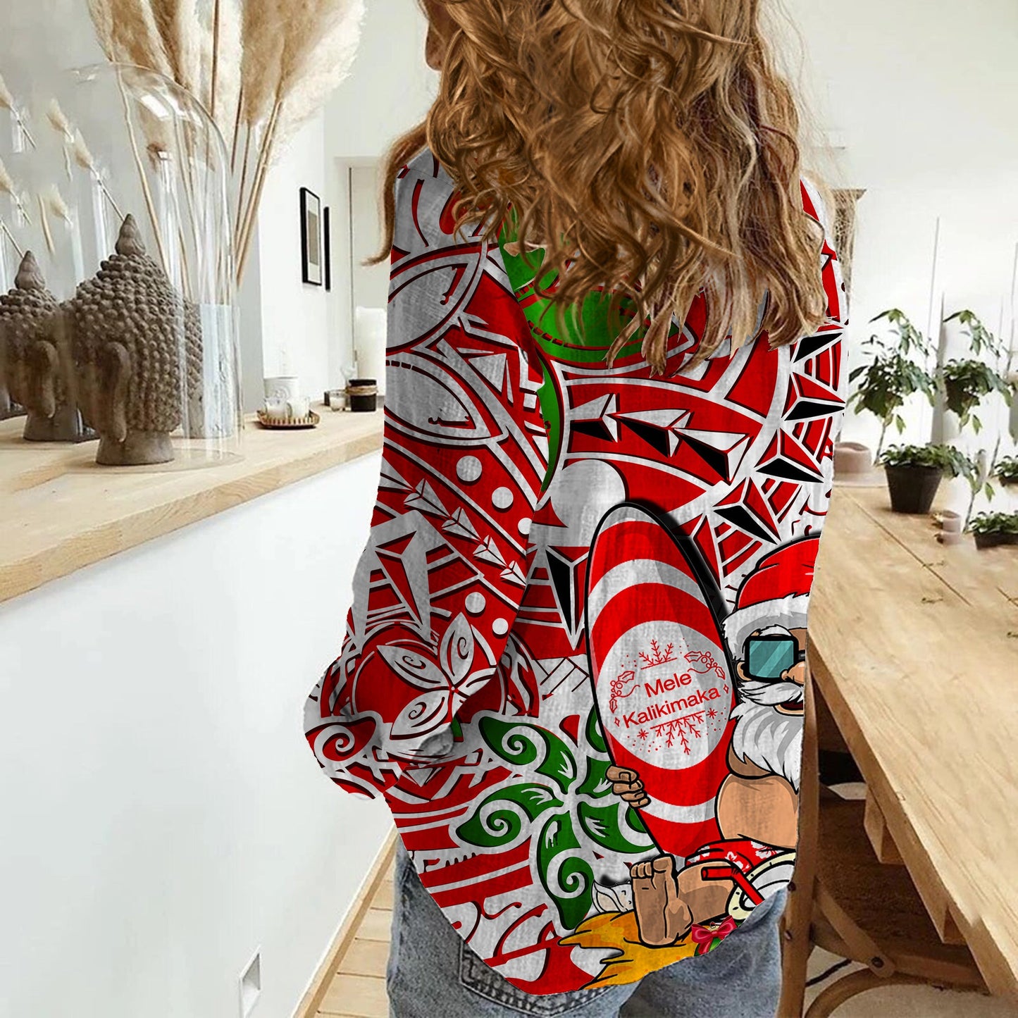 Hawaii Mele Kalikimaka Santa Claus Beach Casual Shirt