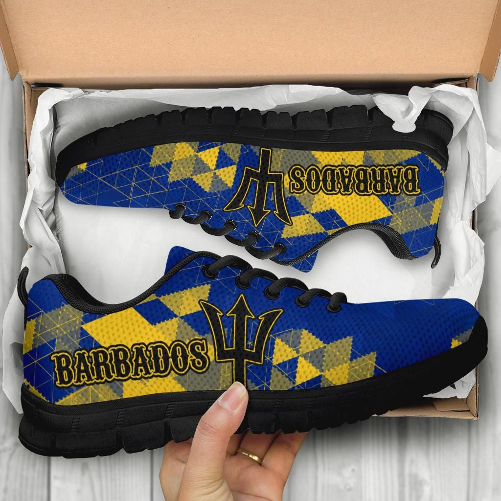 Barbados Sneakers National Flag Polygon Style