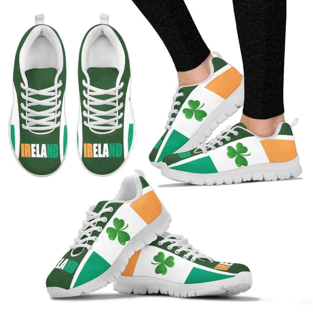 Celtic Ireland Sneakers Ireland Flag With Shamrock, Triskelion and Triquetra