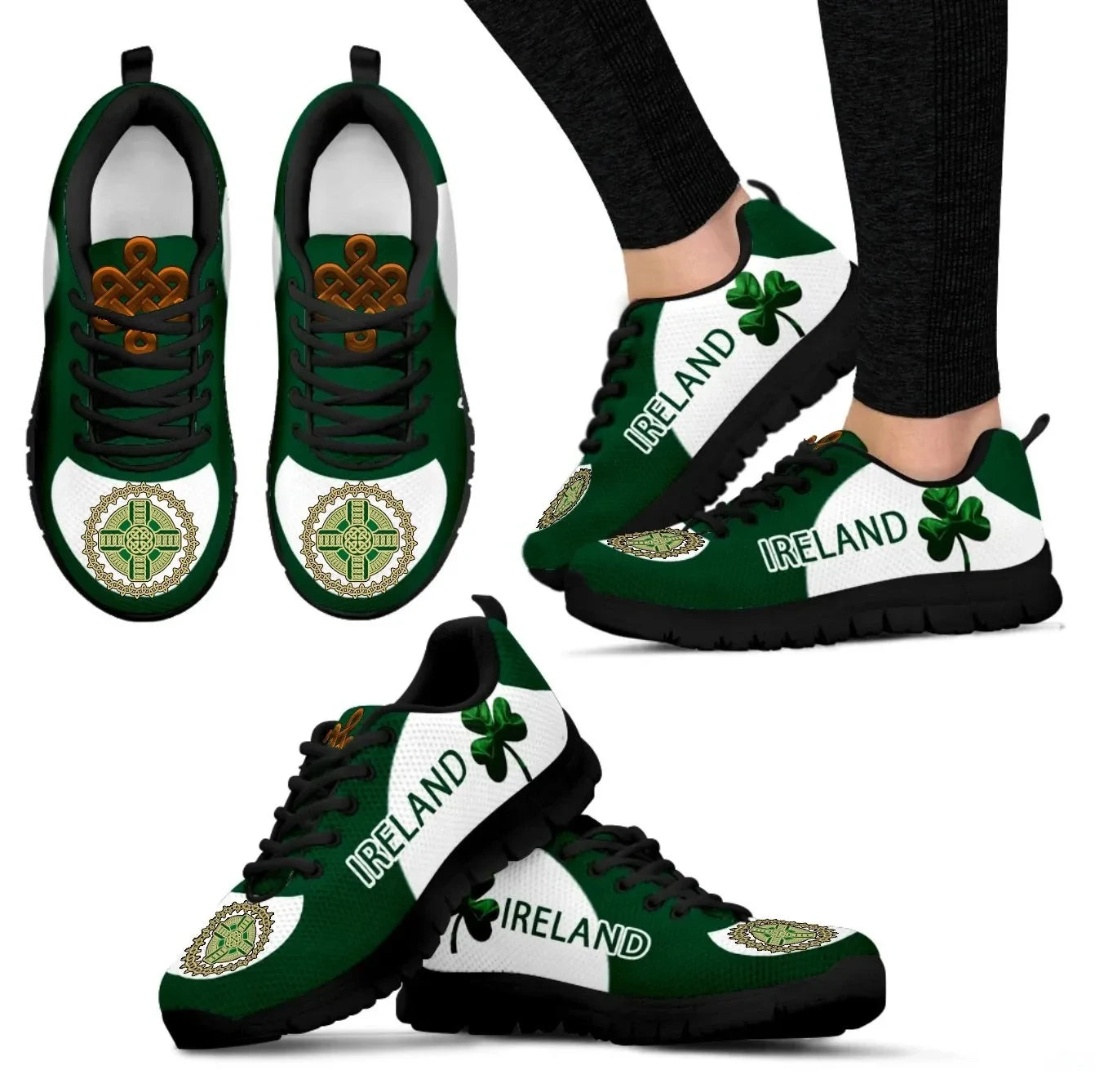 Celtic Ireland Sneakers Ireland Shamrock and Celtic Cross St. Patrick's Day