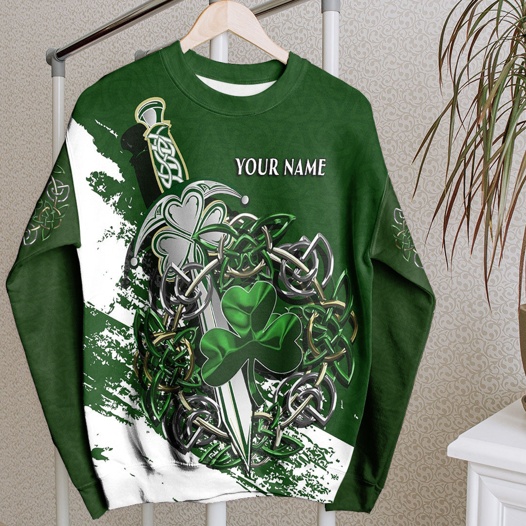 Clothing Personalized Celtic Sword and Shamrock with Celtic Knot Pattern Sweatshirt