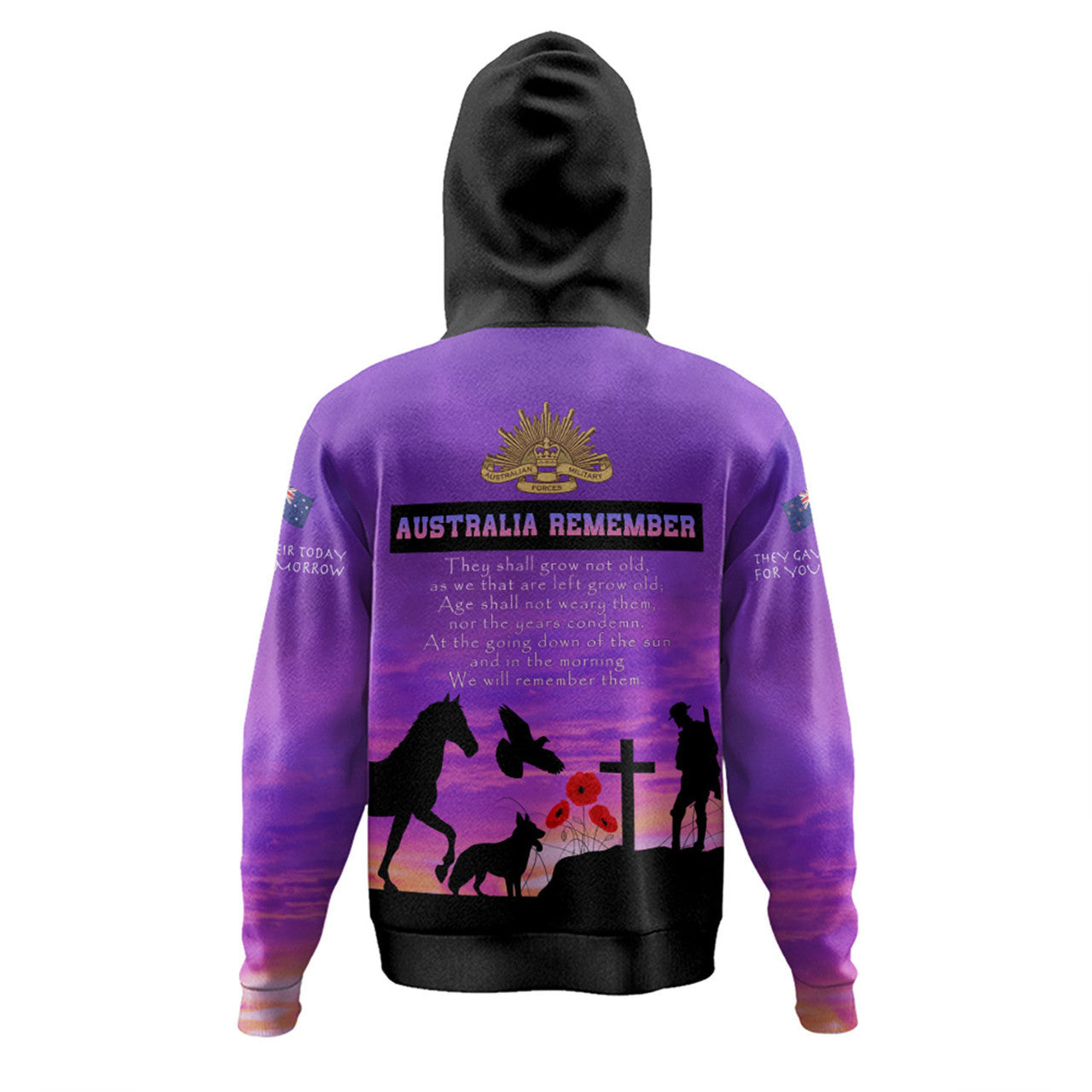 Australia Hoodie Anzac Day In Remembrance Of All Those Who Served On Foot Paw Hoof And Wing Long