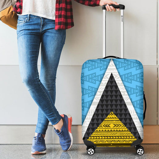 Saint Lucia Flag Luggage Covers Triangle Cerulean Blue