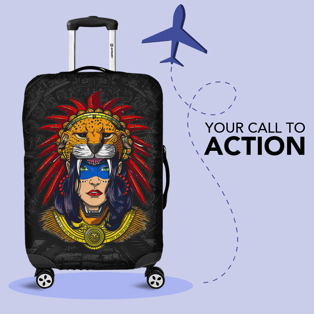 Luggage Covers Aztec Warrior Skull Mask Luggage Covers