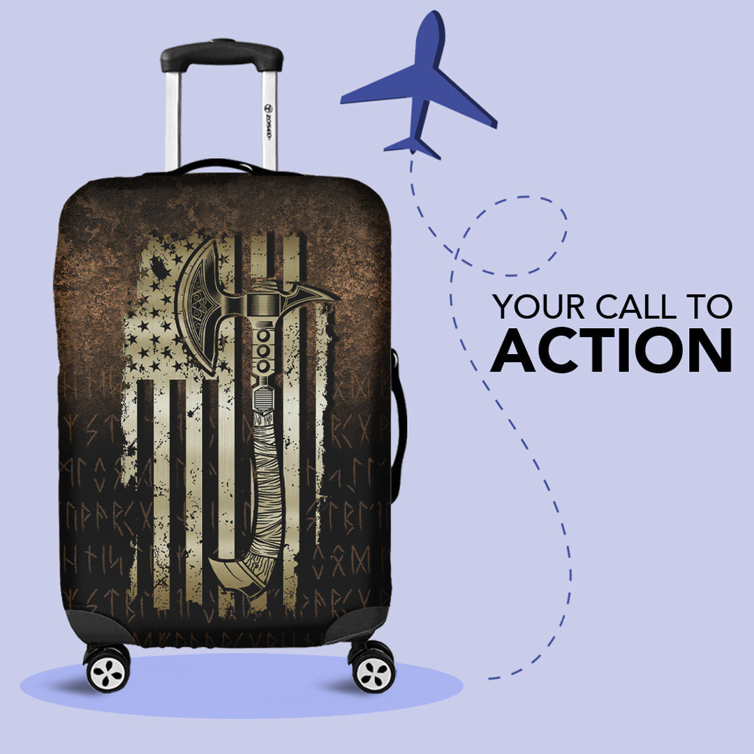 Luggage Covers USA Flag Viking Cool American Norsemen Luggage Covers