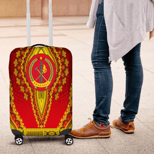 Africazone Africa Luggage Cover Liberia White Version Luggage Cover Vintage African Dashiki