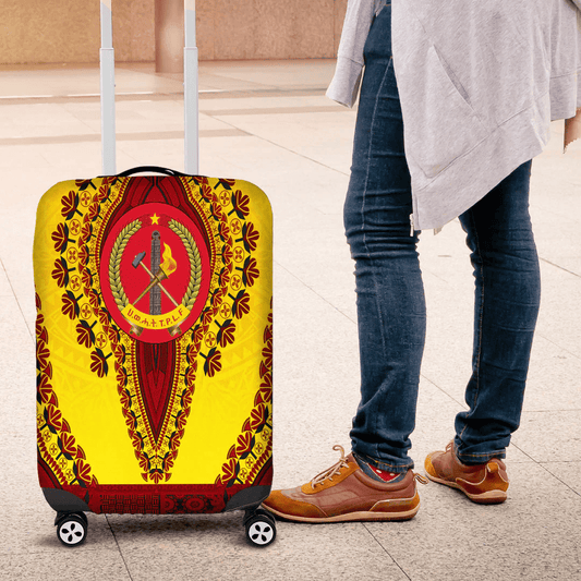 Africazone Africa Luggage Cover Chad Red Version Luggage Cover Vintage African Dashiki