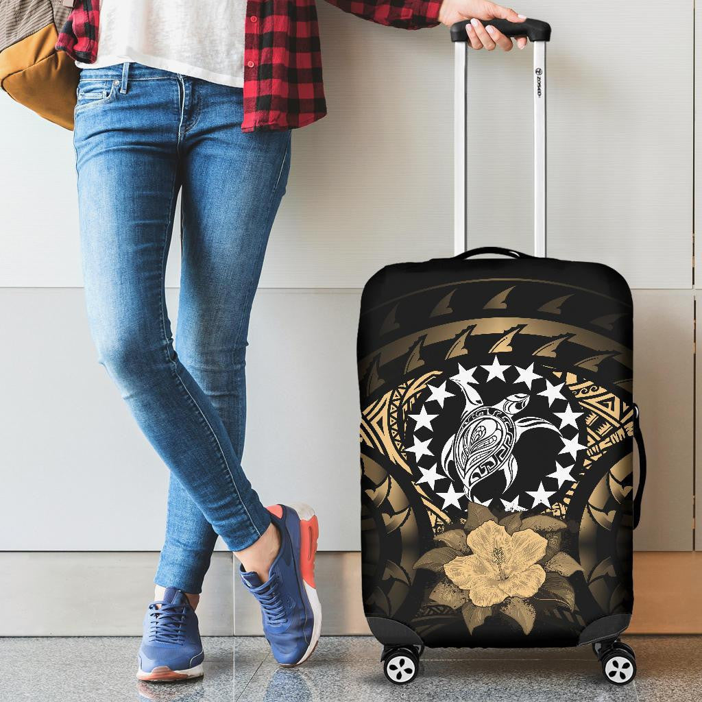 Cook Islands Luggage Covers Gold Hibiscus