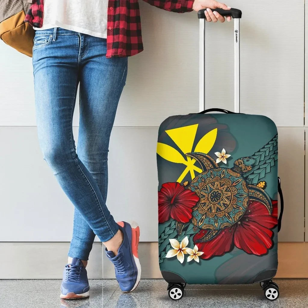 Kanaka Maoli Hawaiian Luggage Covers Blue Turtle Tribal