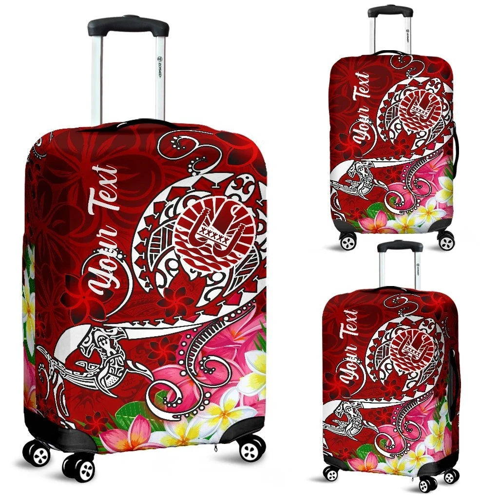 Tahiti Custom Personalised Luggage Covers Turtle Plumeria Red
