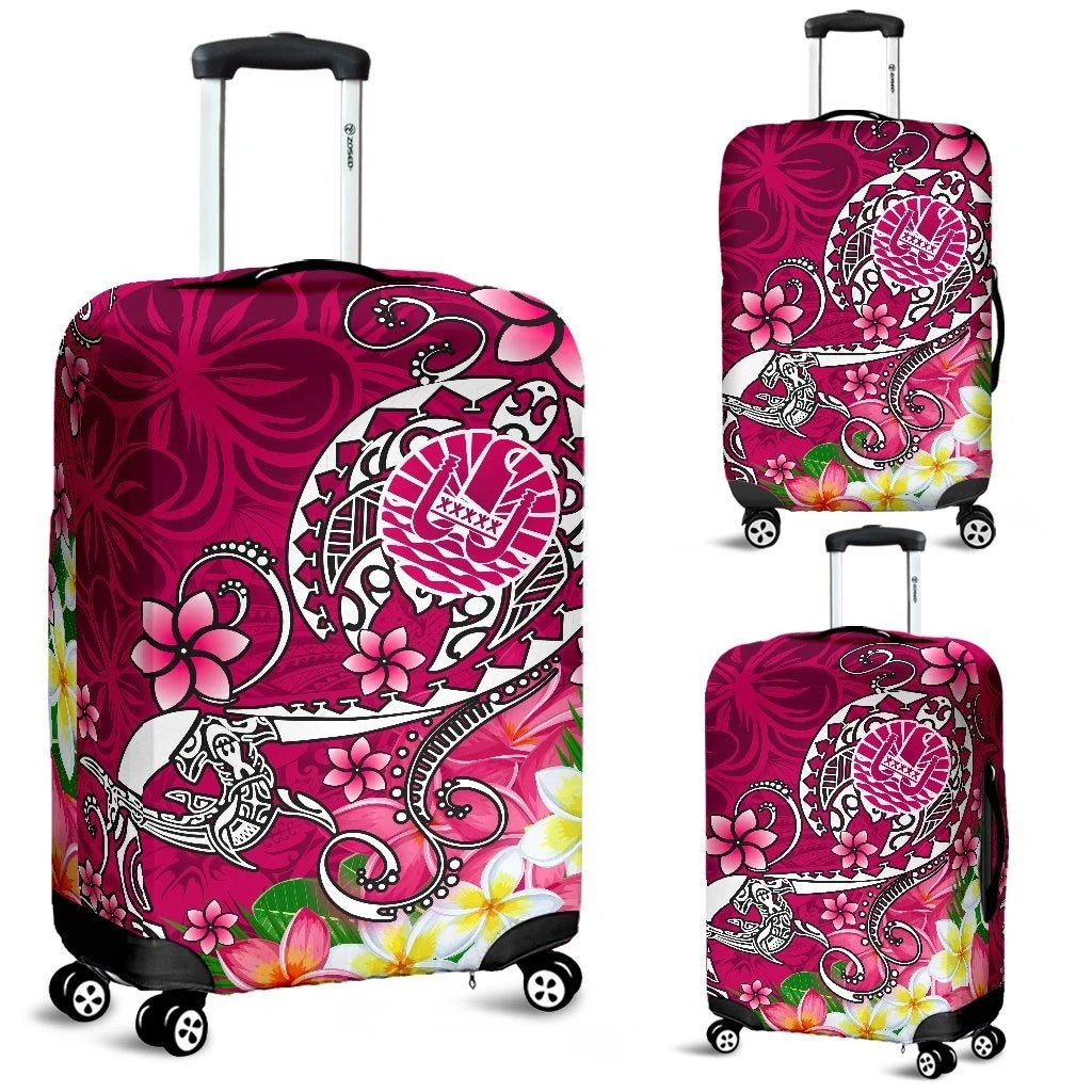 Tahiti Luggage Covers Turtle Plumeria Pink