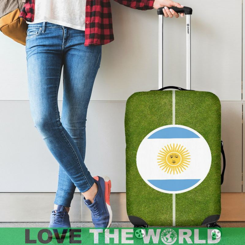 Argentina Flag On A Soccer Field Center Luggage Cover