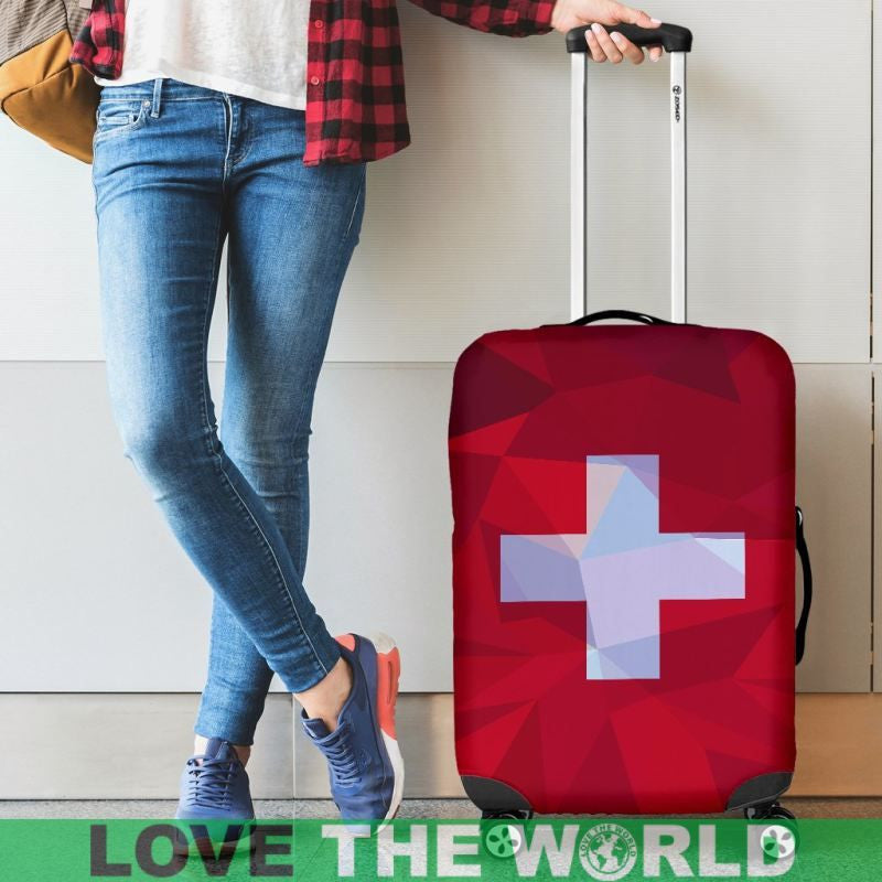 Switzerland Map Diamond Style Luggage Cover