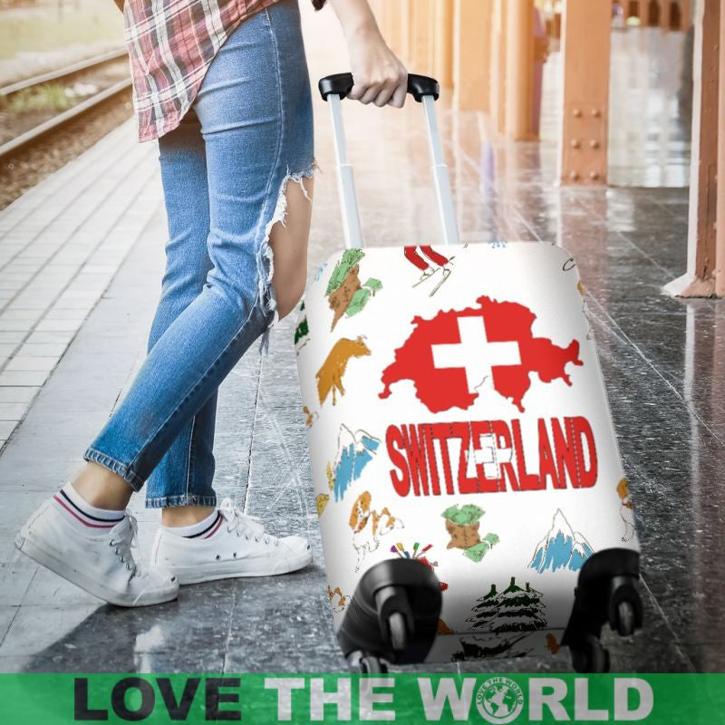 Switzerland With Map Luggage Covers Ha8