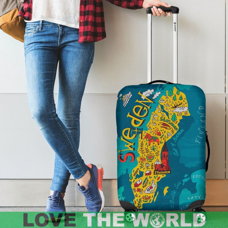 Sweden Map Luggage Cover