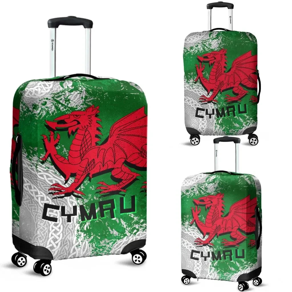 Wales Celtic Luggage Cover Grunge Dragon