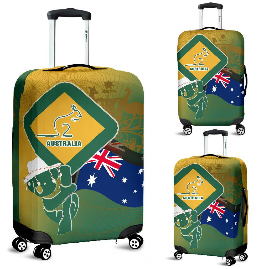 Luggage Covers Aus Flag and Coat Of Arms Suitcase Kangaroo and Koala Sign