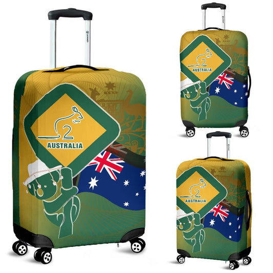 Luggage Covers Aus Flag and Coat Of Arms Suitcase Kangaroo and Koala Sign