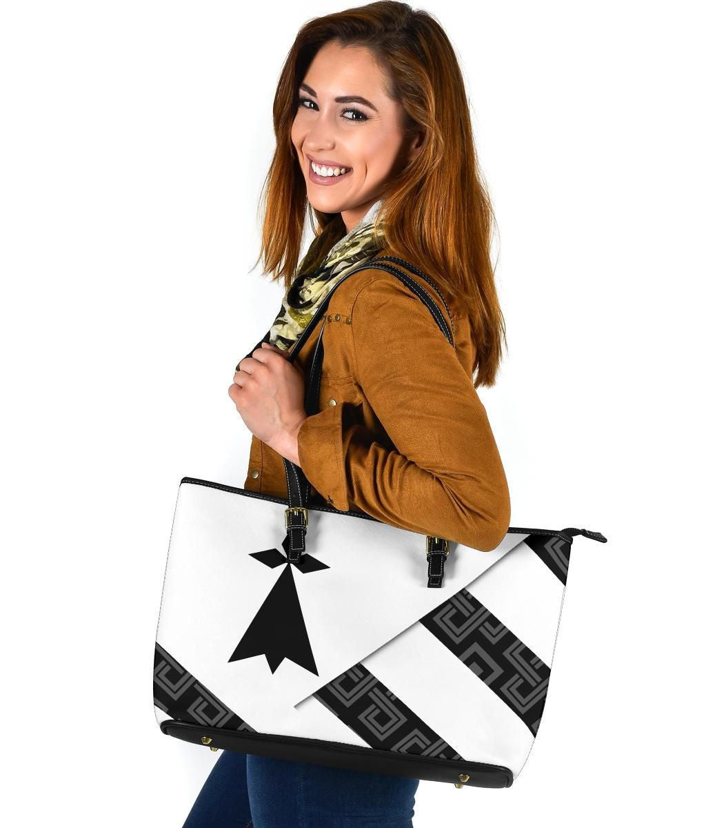 Brittany Leather Tote Bag Brittany Flag Style