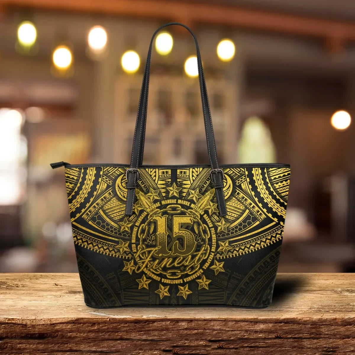 Cook Islands Polynesian Leather Tote Bag Golden