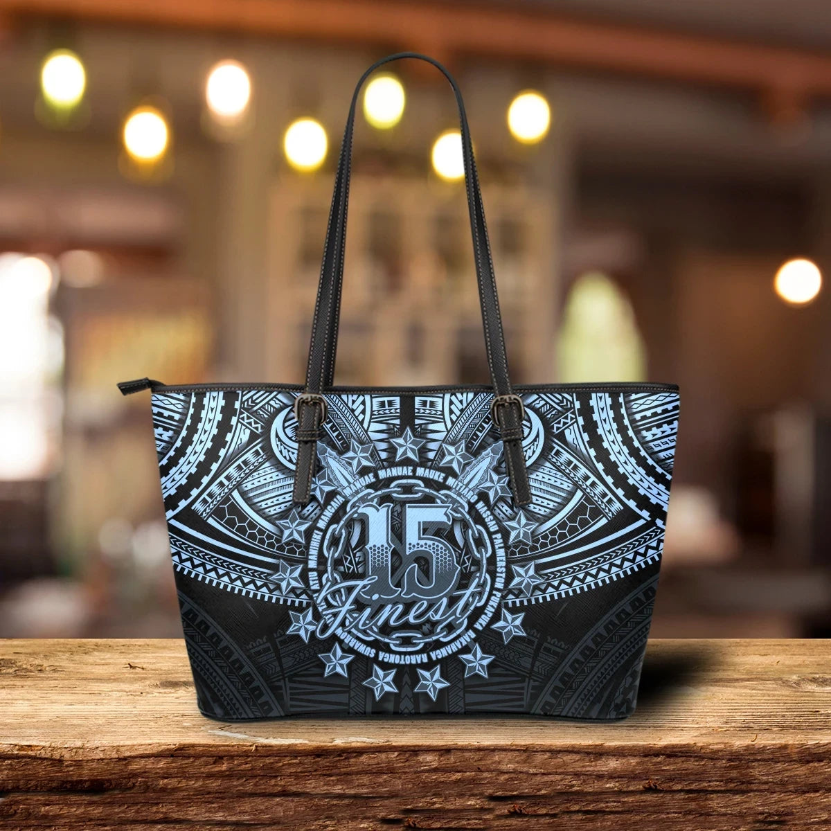 Cook Islands Polynesian Leather Tote Bag Pastel