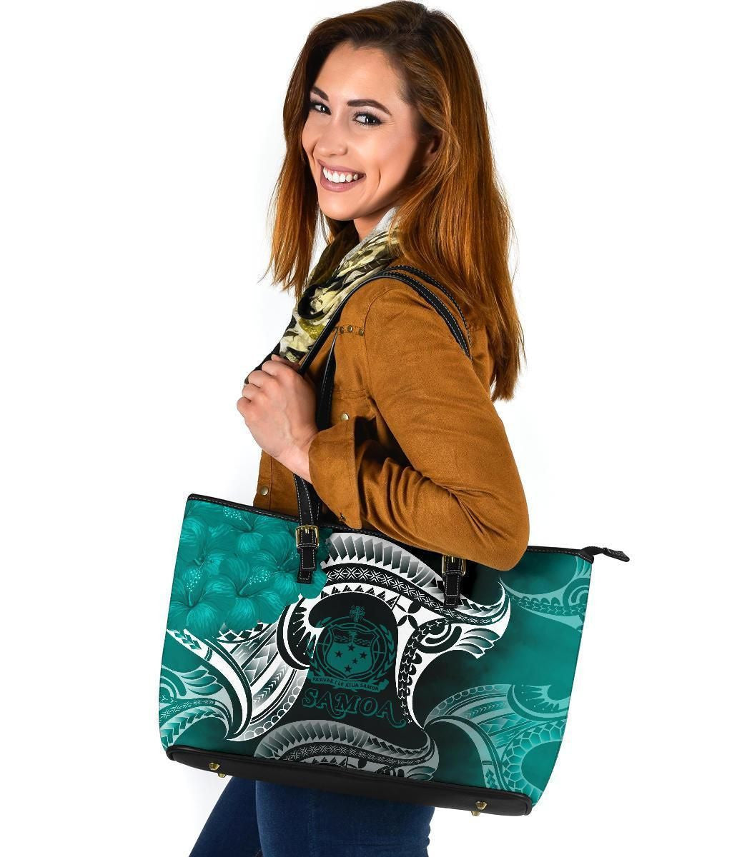 Samoa Leather Tote Bag Samoa Seal Wave Style Green