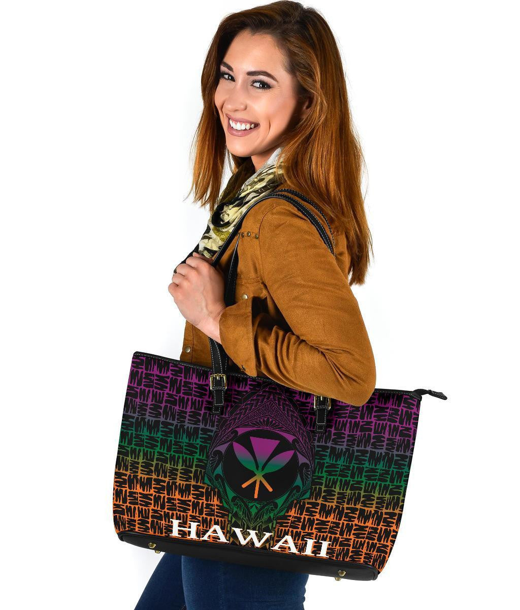 Hawaii Leather Tote Bag Kanaka Maoli Rocket Style 8