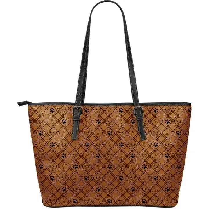 Brown Luxury Paw Design Leather Tote Bag