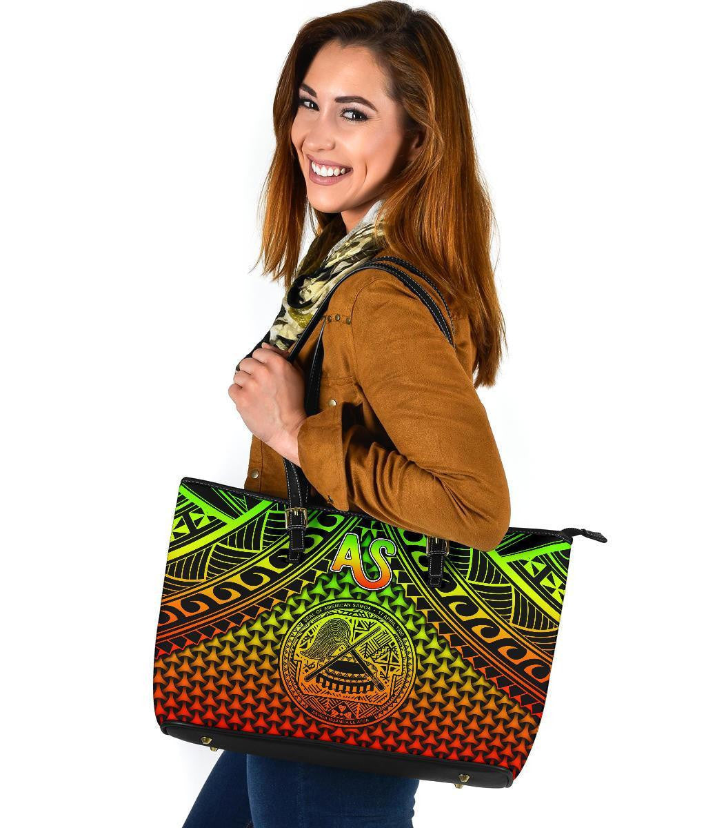 Polynesian American Samoa Leather Tote Bag Reggae Vintage Polynesian Patterns