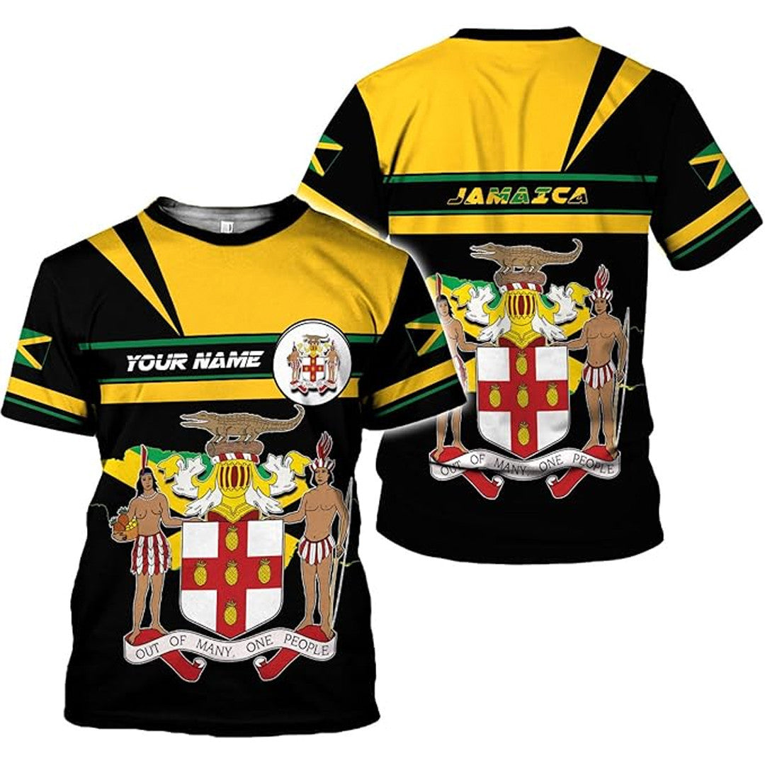 T Shirt Custom Jamaica Symbol Coat Of Arms, Jamaica Flag, Style Symbol In Circle T Shirt