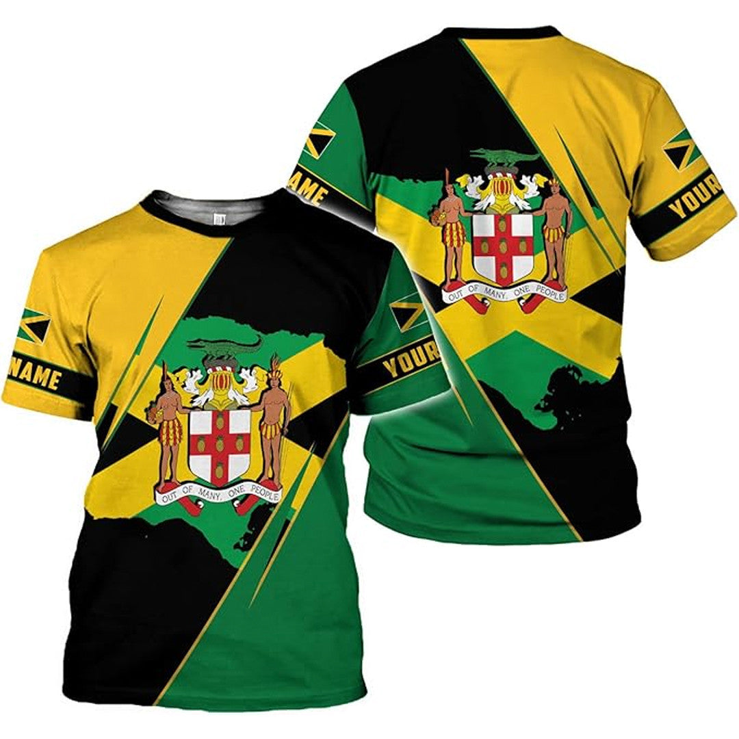 T Shirt Custom Jamaica Symbol Coat Of Arms, Jamaica Flag, Style Hidden Flag T Shirt